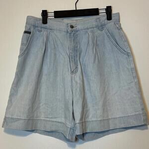 Vintage Pleated High Rise Shorts Lee Riveted Women’s 12 Light Blue Denim